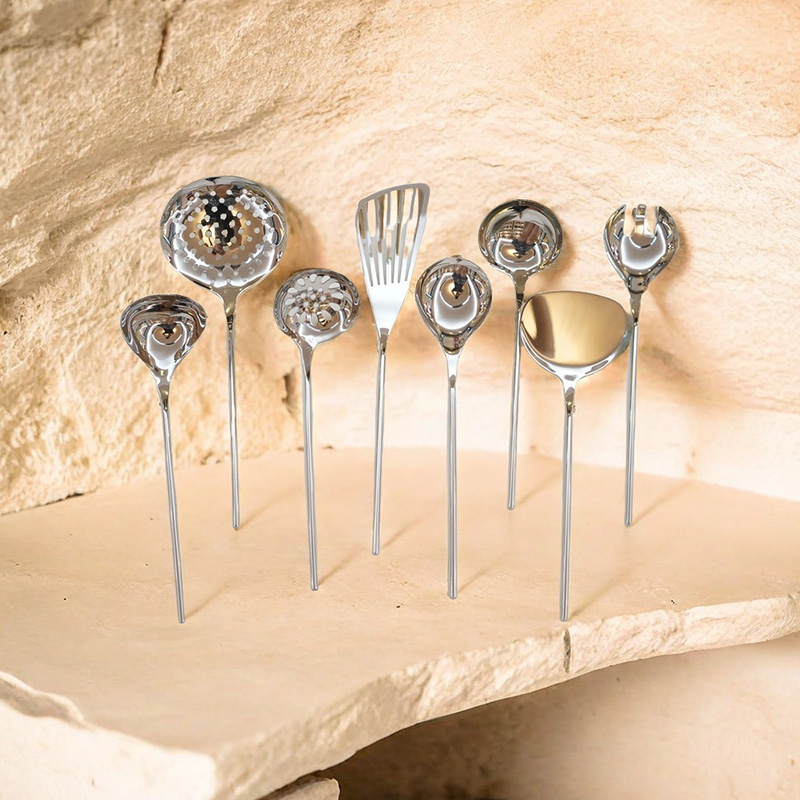 Korean style round handle stainless steel kitchenware set